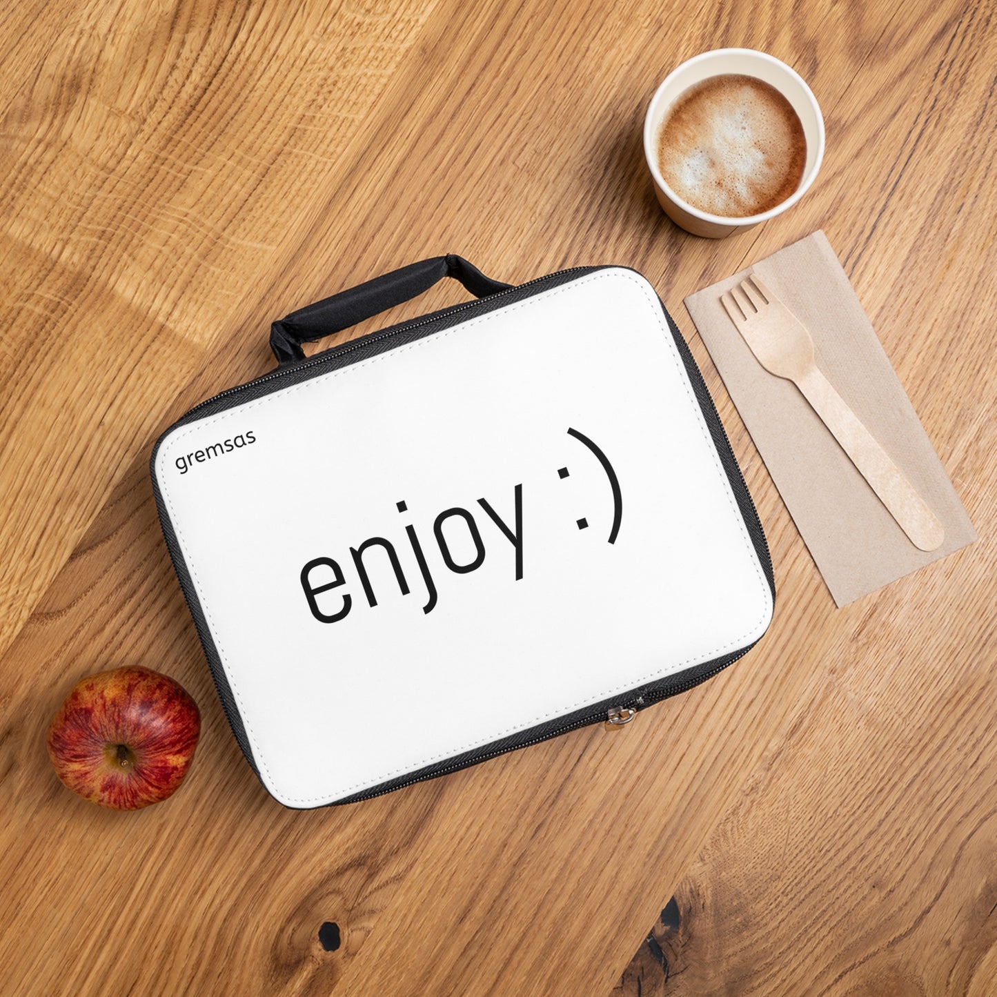 Lunch Bag — Minimalist "enjoy :)" Insulated Lunchbox