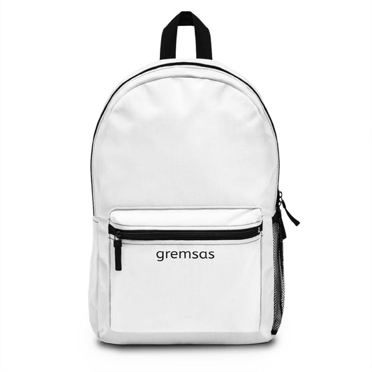 Gremsas Minimalist Logo Backpack — Simple White Everyday School & Travel Pack