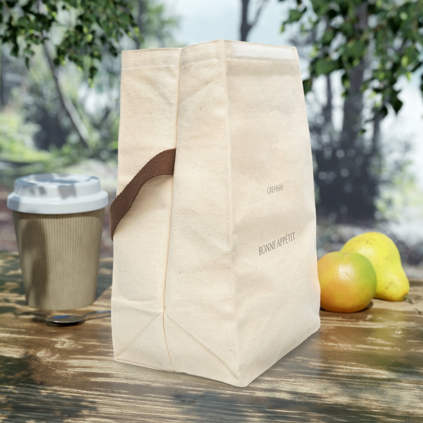 Canvas Lunch Bag — "Bonne Appétit" Insulated Tote with Strap