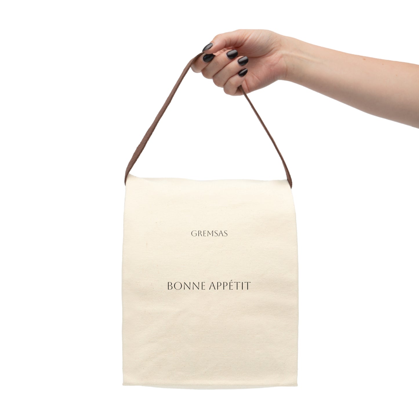 Canvas Lunch Bag — "Bonne Appétit" Insulated Tote with Strap