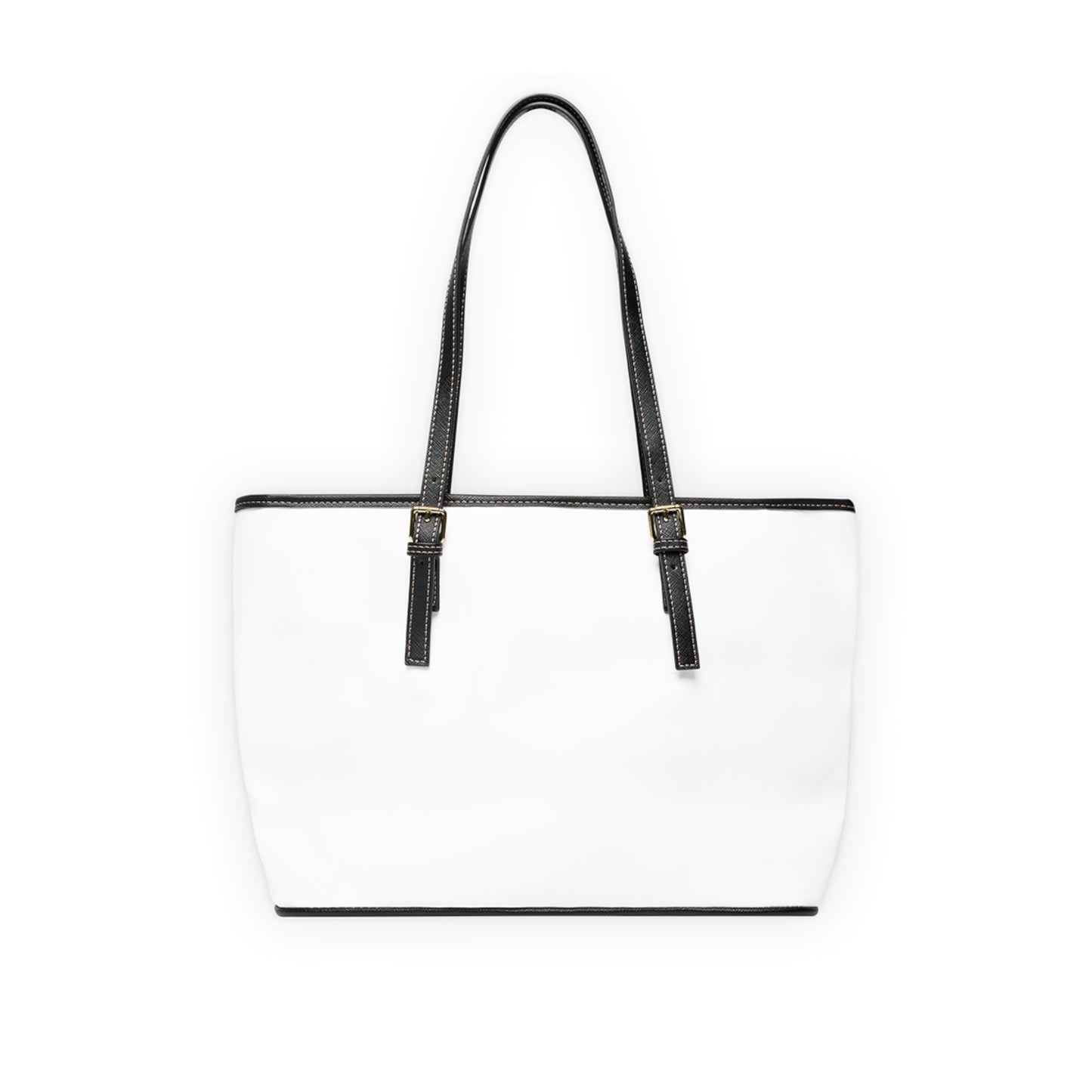 White PU Leather Shoulder Bag – Classic Tote with Black Trim, Everyday Work & Travel Handbag