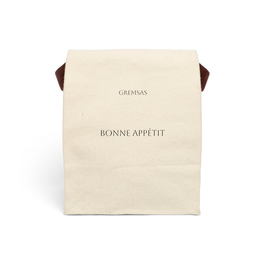 Canvas Lunch Bag — "Bonne Appétit" Insulated Tote with Strap